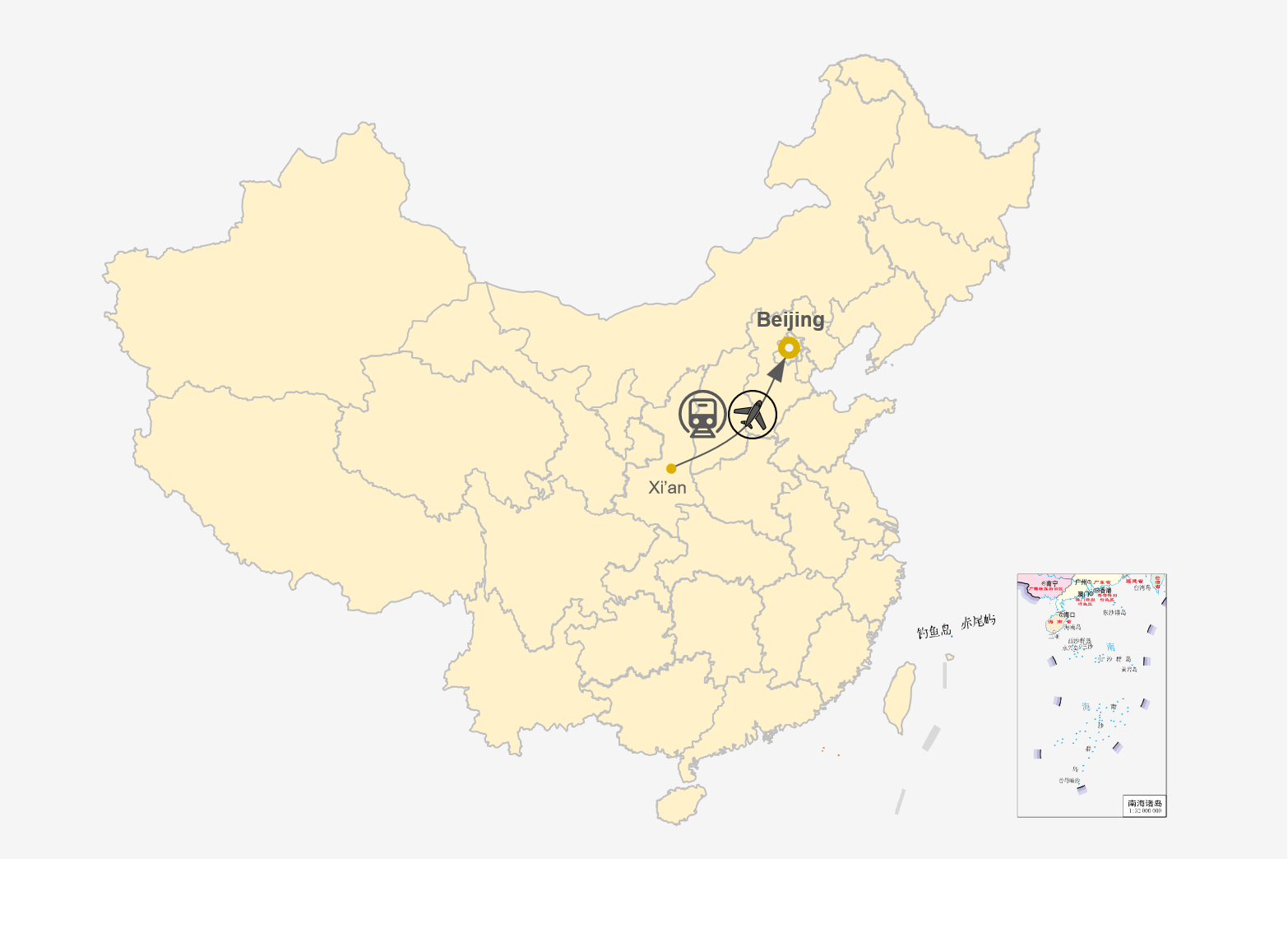 Xi'an zu Beijing Tour Map